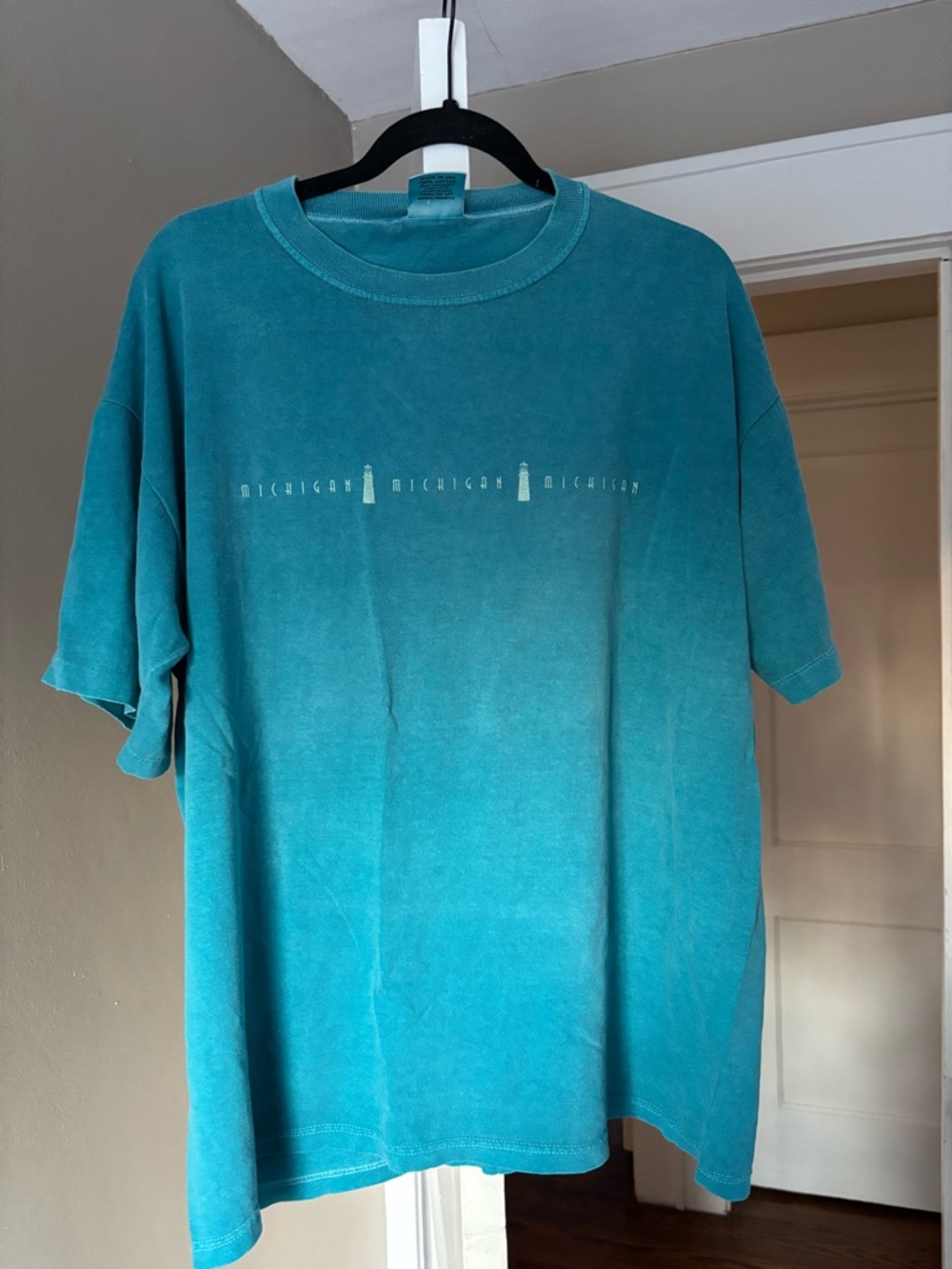 Michigan Lighthouse Teal Short-Sleeve T-Shirt